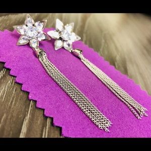 63.) New Simulated Diamond Tassle Earrings